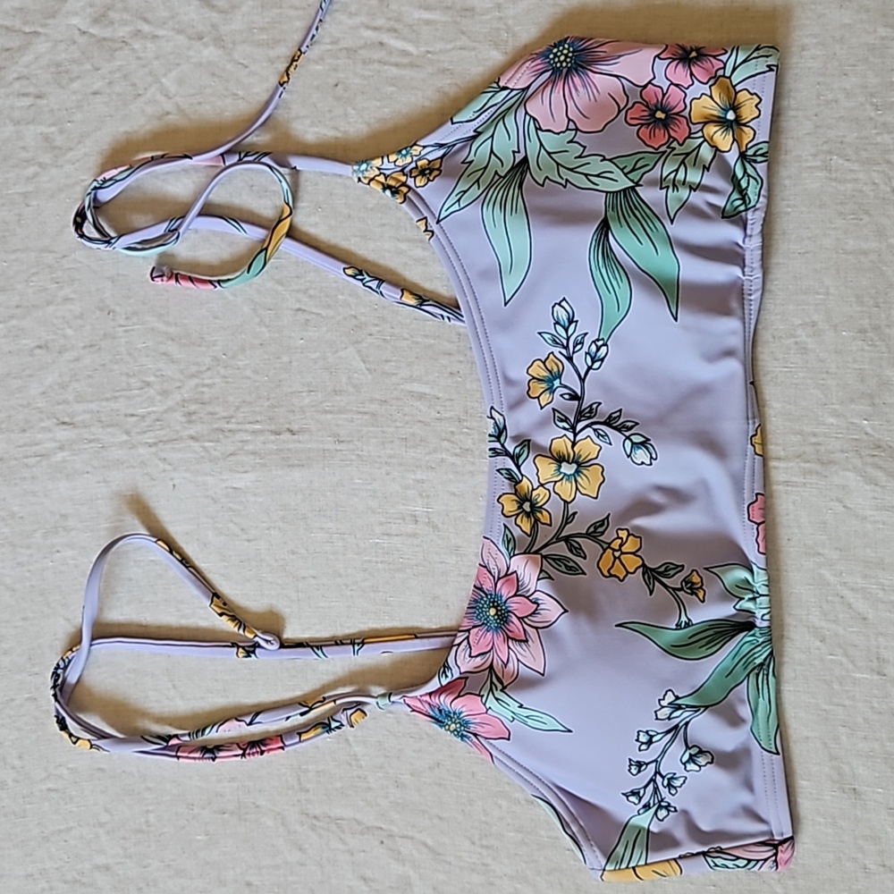 Floral lilac swim bikini bra top size Xlarge